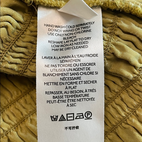 Anthropologie Puff Sleeve Velvet Blouse Medium Smocked Bodice Square Neck Gold - Picture 11 of 14